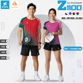 ÁO BÓNG CHUYỂN, CẦU LÔNG, PICKLE BALL 3 IN 1: ZINEX Z1100 TÍM THAN-VECHAI