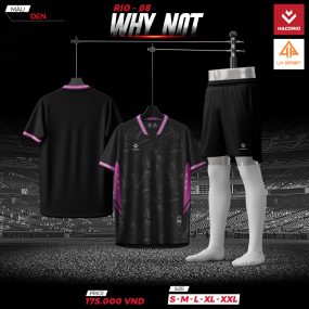 QUẦN ÁO BÓNG ĐÁ HACORIO - RIO - WHY NOT (RIO - 08) ĐEN