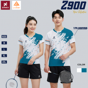 ÁO BÓNG CHUYỂN, CẦU LÔNG, PICKLE BALL 3 IN 1: ZINEX Z900 TRẮNG XANH