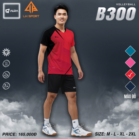BỘ ÁO BÓNG CHUYỀN AURA B300 ĐỎ (NAM)