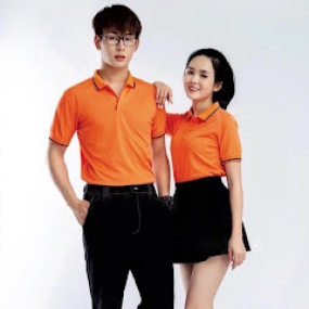 Áo Cá Sấu Màu Cam Bo Cổ Viền Đen