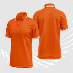 Áo Cá Sấu Màu Cam Bo Cổ Viền Trắng 2 Sọc