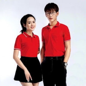 Áo Cá Sấu Màu Đỏ Tươi Bo Cổ Viền Trắng