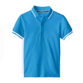 Áo Cá Sấu Màu Xanh Biển Bo Cổ Viền Trắng