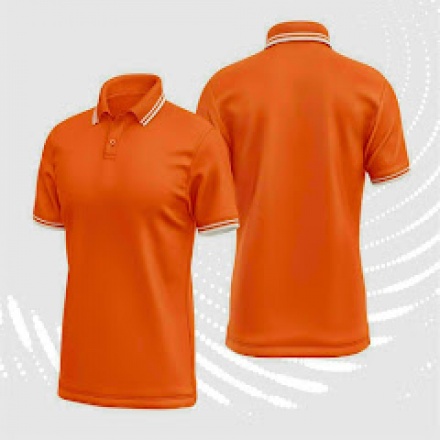 Áo Cá Sấu Màu Cam Bo Cổ Viền Trắng 2 Sọc